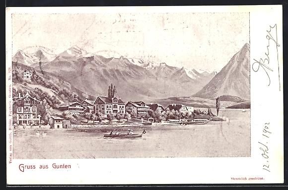 Cartes postales: AK Gunten, Boote auf dem See, 1902 – D'occasion à Berlin par bartko-reher