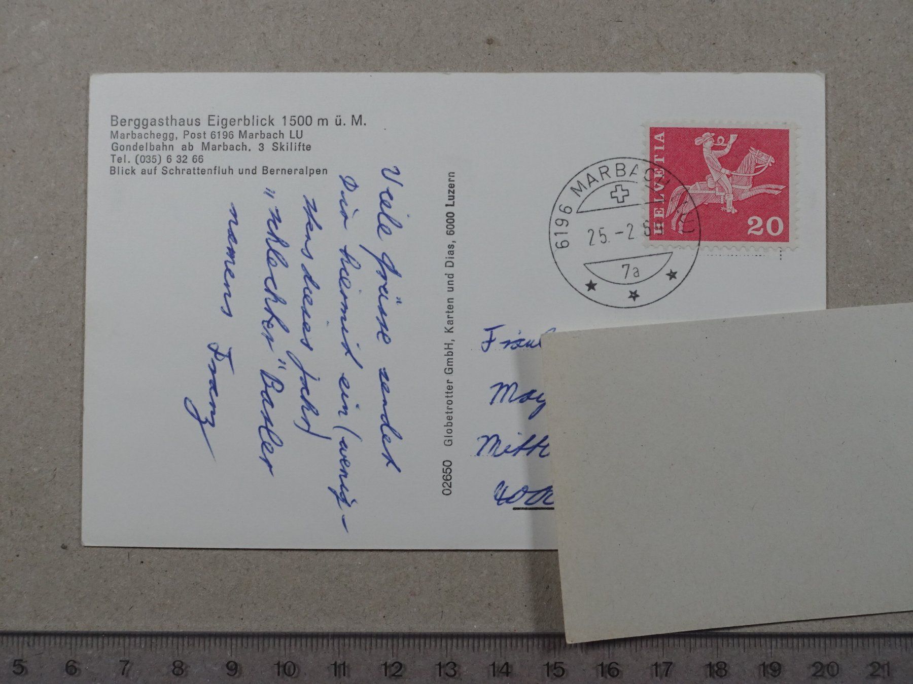 Cartoline postali: Marbach, Marbachegg, Ski, Berggasthaus Eigerblick, 1969 – Usato da Lenzburg venduto da fh1 1
