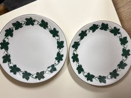 2 Porzellan Kuchen Teller, 17 cm