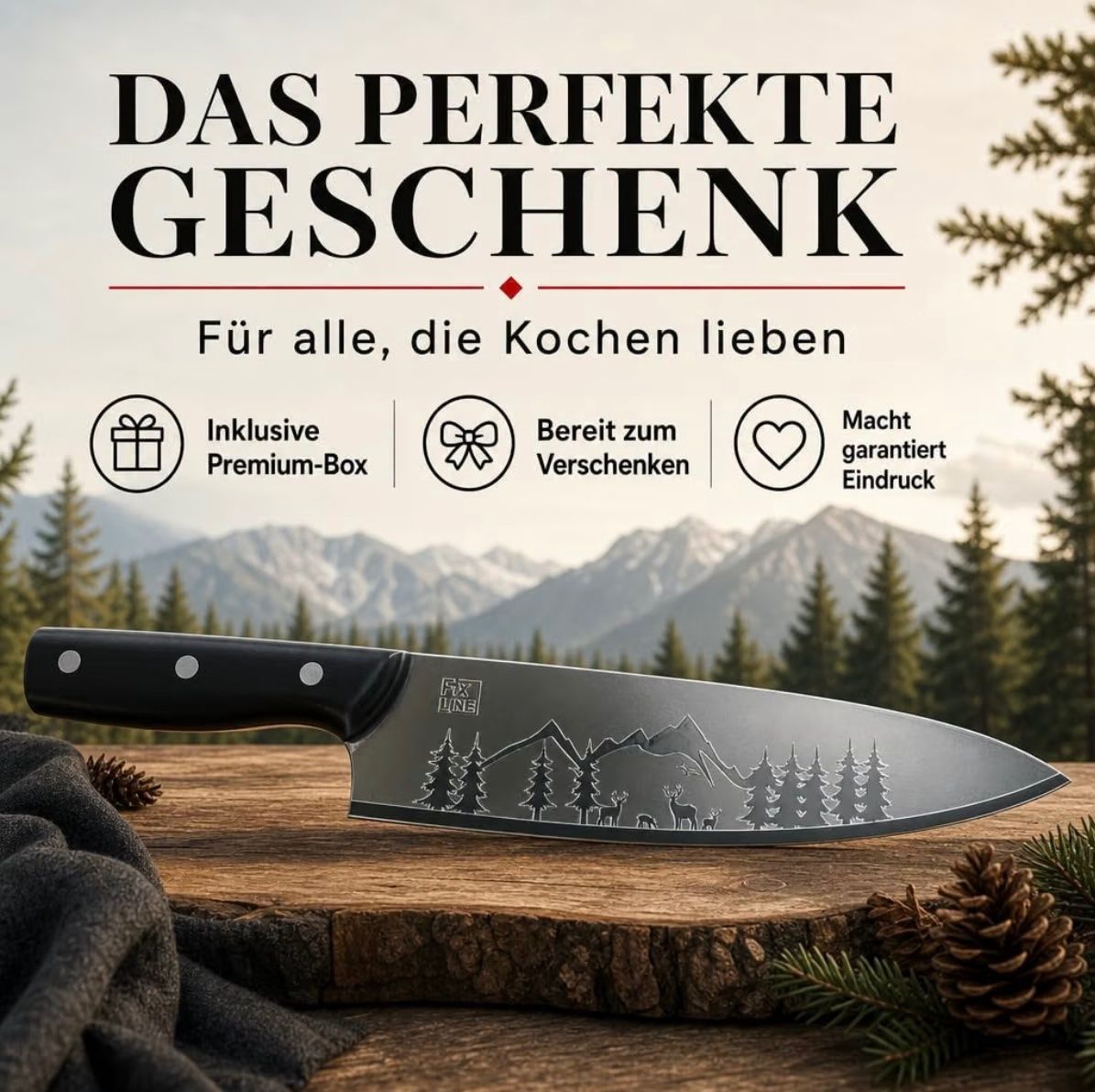 Küchenmesser: FIXLINE Chefmesser 20cm BLACK FOREST Edition – Neu und originalverpackt aus Basel von Seifehuesli 7
