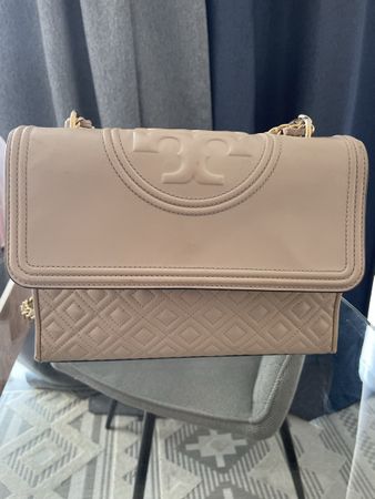 Tory Burch Fleming Ledertasche Beige guter Zustand