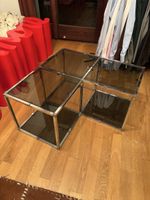 Coffee table space age 70s fumè glass chrome metal