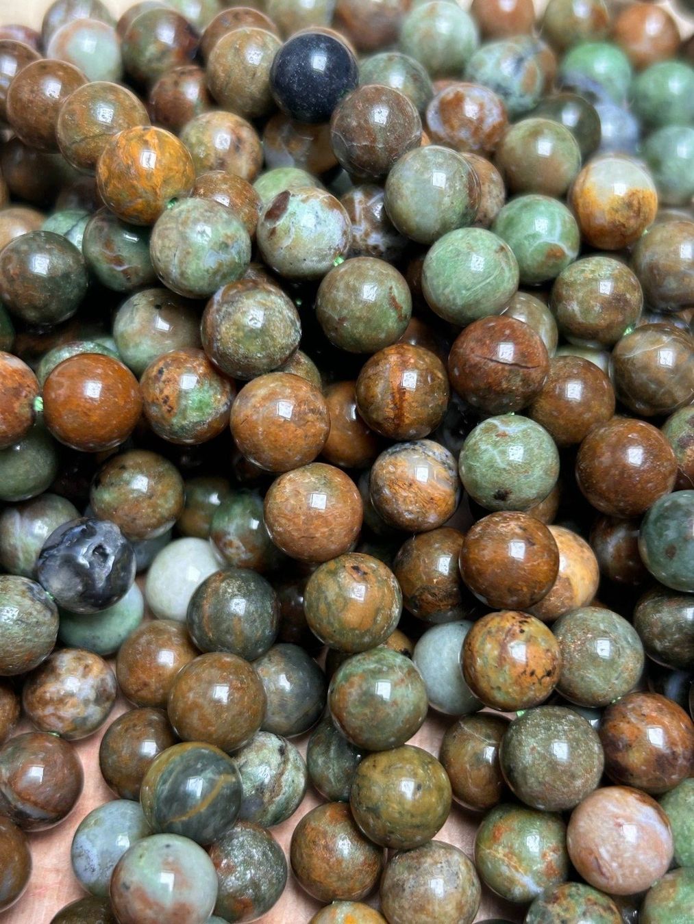 Minerali & Pietre curative: Aktion!!! Strang echte green opalite Kugeln 8 mm – Nuovo (secondo la descrizione) da Niederrohrdorf venduto da Ytobi