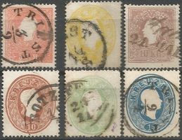 6 Timbres de 1858/60 ( Autriche )