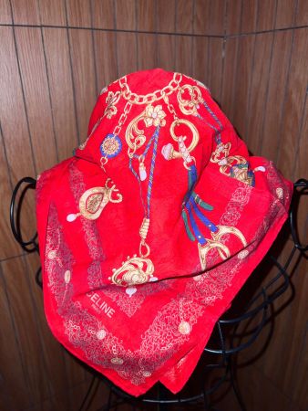 Céline Paris Vintage Tuch Rot Gold 50x50