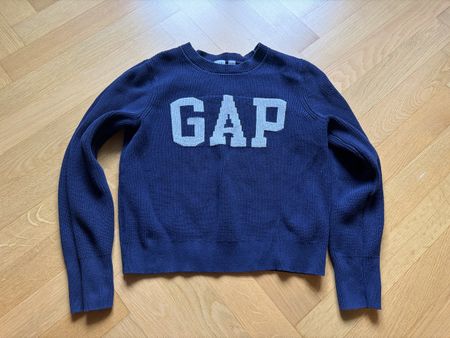 GAP Sweater Strickmuster S Blau Weiss