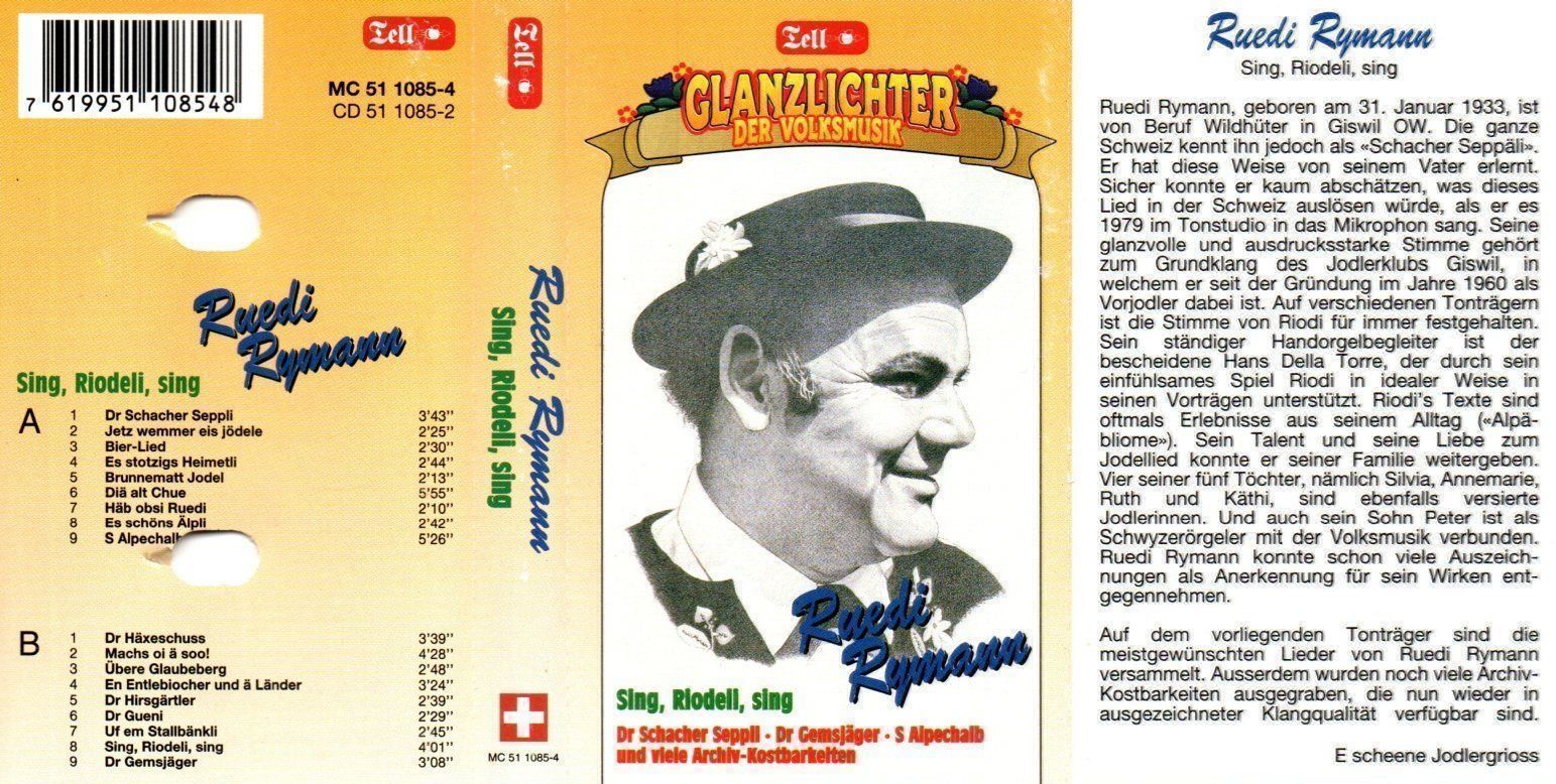 Musicassette: RUEDI RYMANN - SING, RIODELL, SING, MC – Usato da Greifensee venduto da scharmant 1