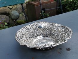 Schale versilbert Antik reich verziert Silberschale
