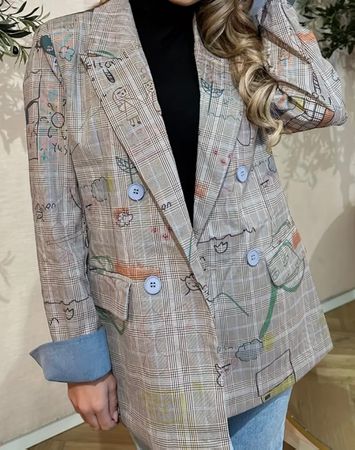 Chic Blazer👌quadri dettagli unici-M/L👌nuovo👌per primavera