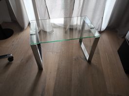 Beistelltisch Glas Metall poliert 69x40x45 cm