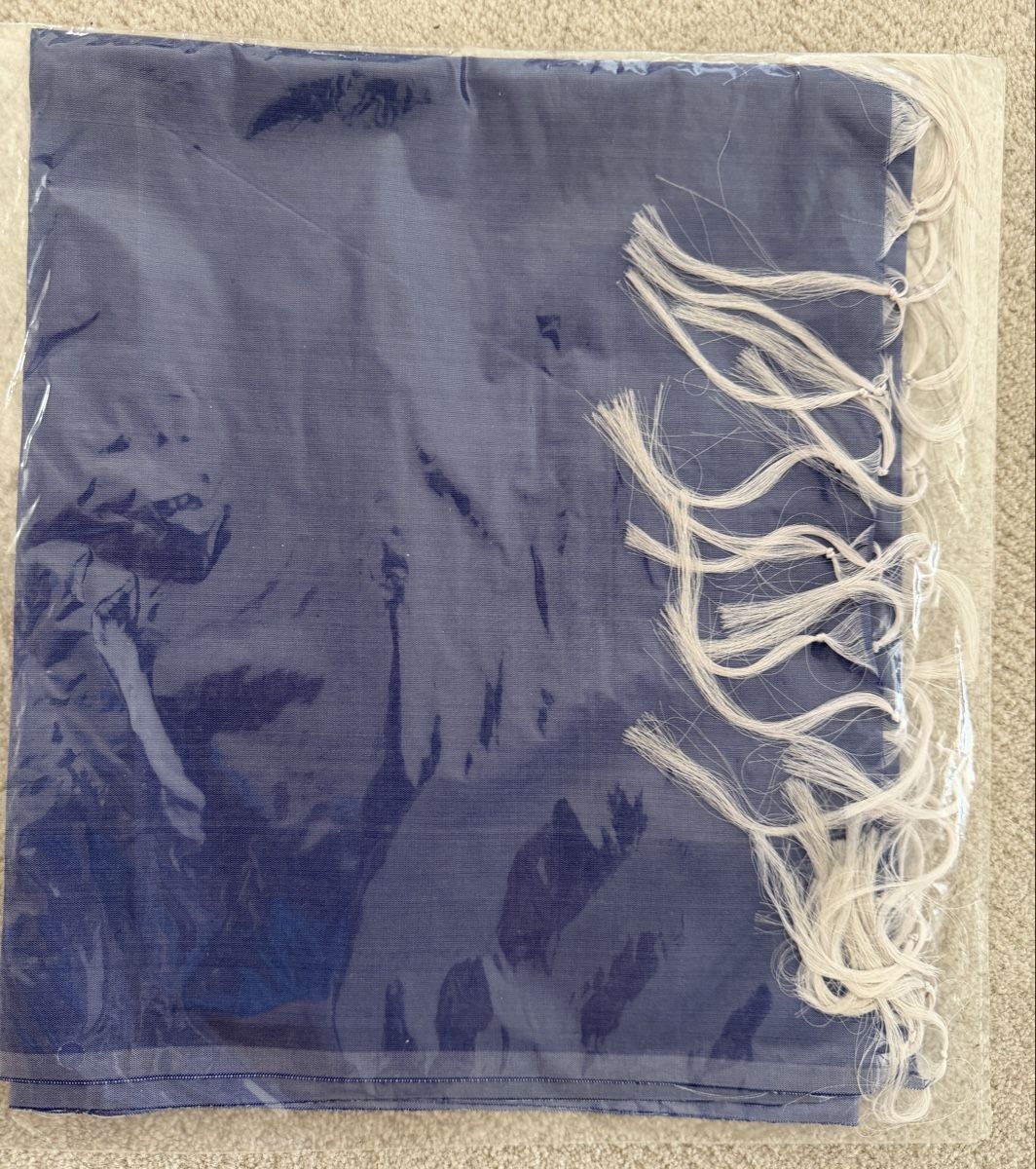 Foulards, Tücher & Schals: Blauer Schal mit Fransen, Neu – Neu und originalverpackt aus Wettswil von Elsol 1