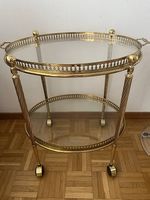 Serviertisch Messing Glas rund  guter Zustand