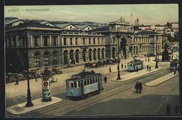 Zürich, Hauptbahnhof mit Strassenbahnen