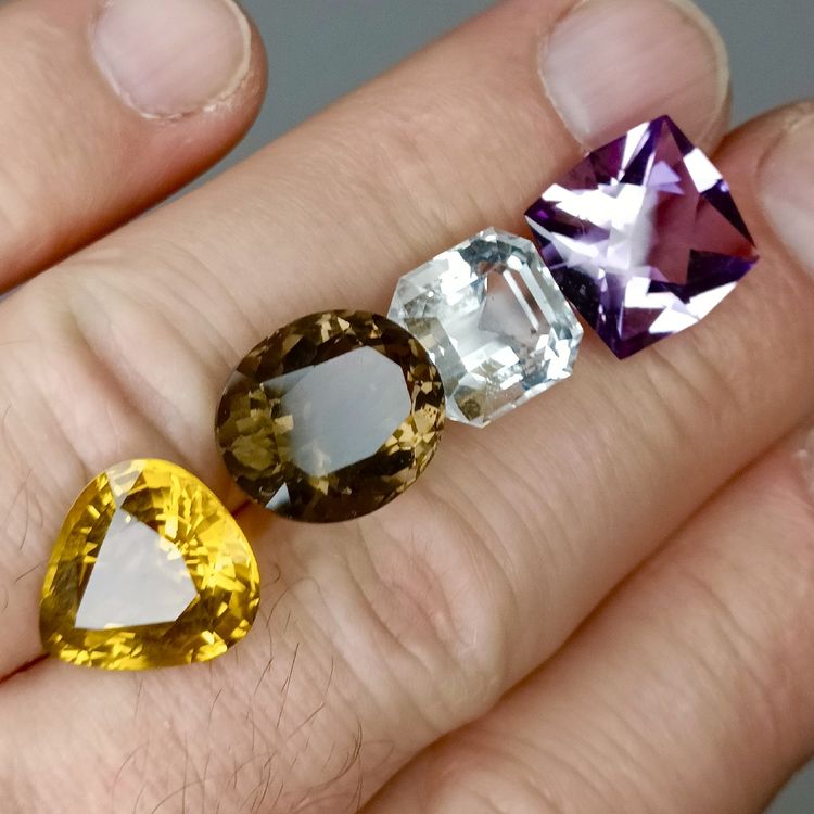 36.9 Karat Edelstein Set Citrin Aquamarin Amethyst Quarz 4st (Neu ...