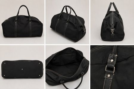 Grand sac de voyage noir en toile – style week-end