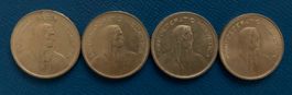 4x 5 Franken Münzen Schweiz verschiedene Jahre guter Zustand