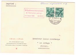 Lettre de Genève cachet S263 pour Perroy le 3.III.46