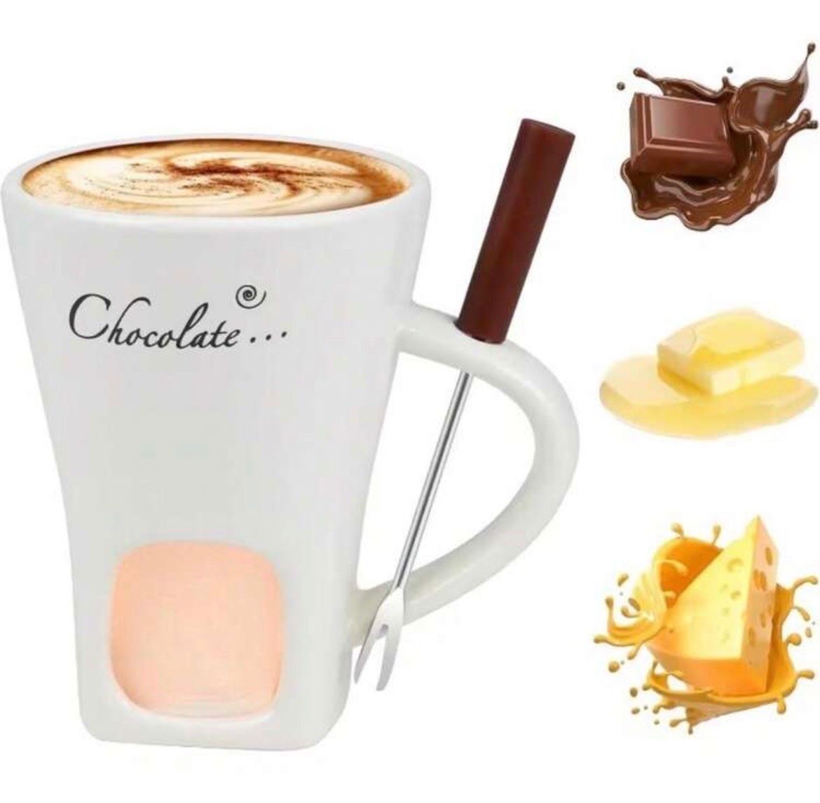 Küchengeräte: Schoggi-Becher-Fondue-Set mit Gabel – Neu und originalverpackt aus Emmenbrücke von ShopDirect