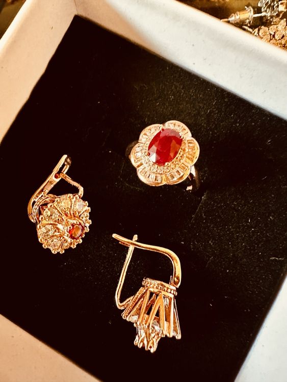 Parure De Bijoux Femme Dorée Avec Cristaux – Ensemble Collier, Bracelets, Boucles D'oreilles Pour Mariage Et Soirée