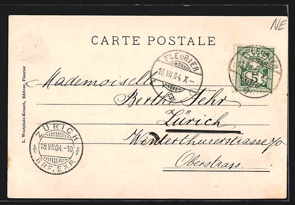 Cartes postales: AK Fleurier, Hotel Belle Ile, 1904 – D'occasion à Berlin par bartko-reher 1