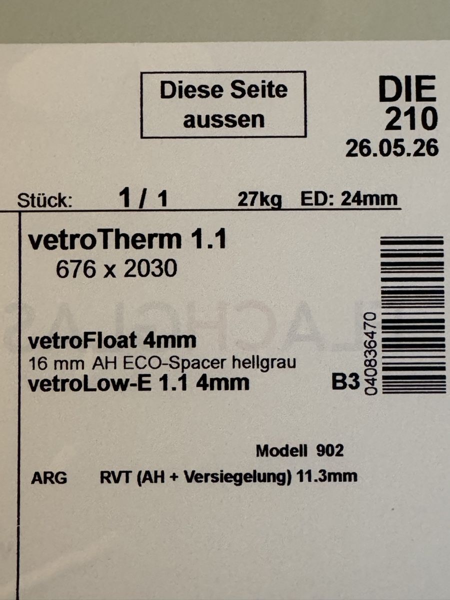 Finestre: Fensterglas 676x2030mm  – Nuovo e nell'imballaggio originale da Grenchen venduto da Tinaaa23 1