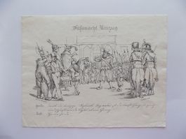 Fasnacht Umzug Lithographie von Selhofer