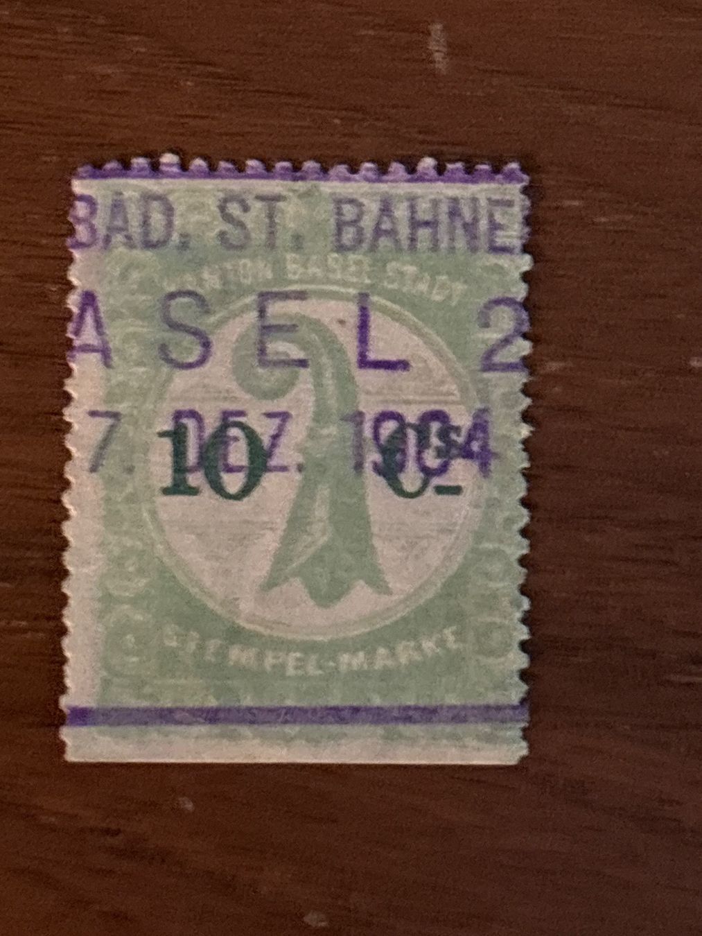 Tutti i francobolli: Seltene Stempel-Marke Bad St. Bahnen Basel 1904 – Usato da Zürich venduto da engebrunau