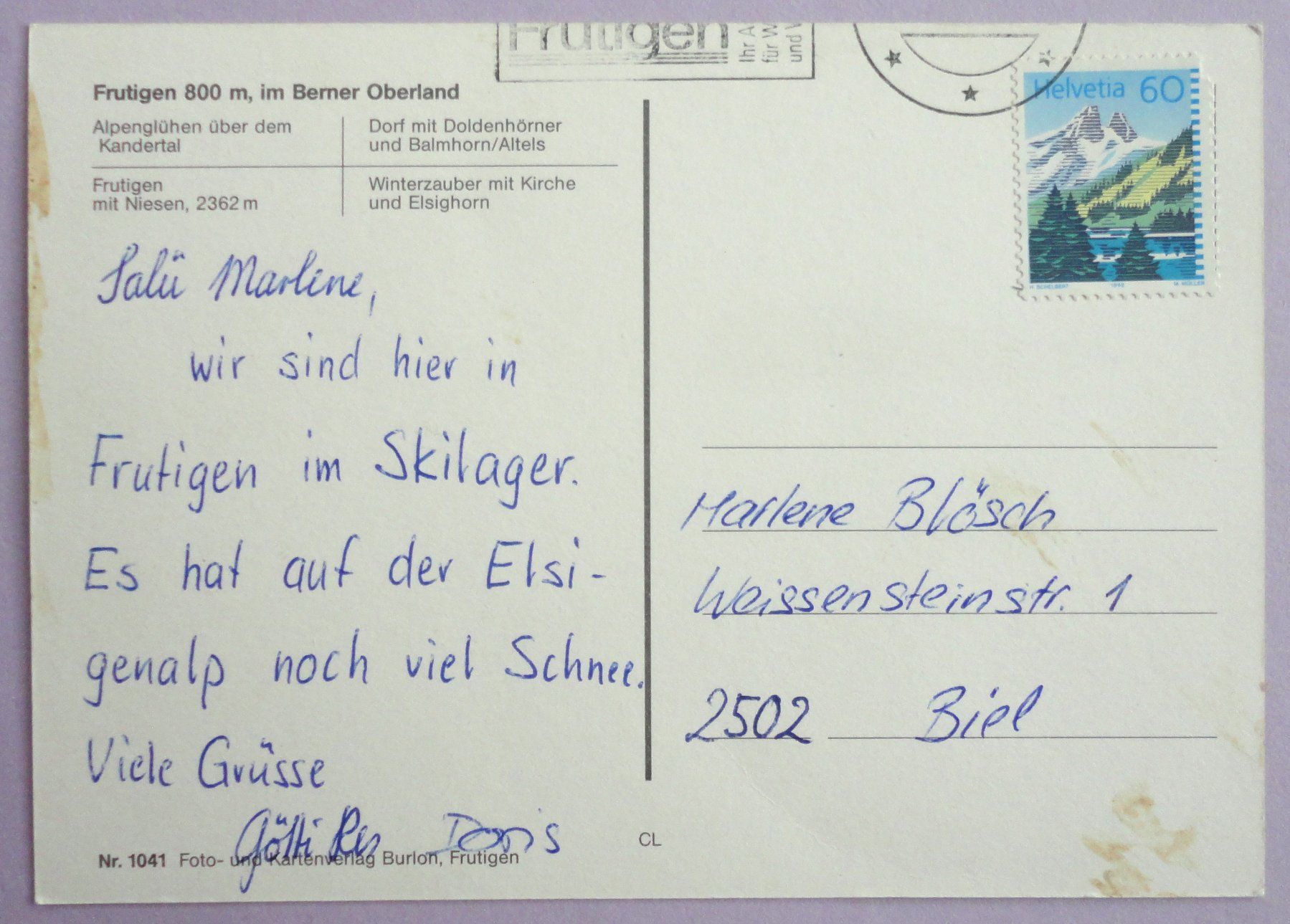 Cartoline postali: Frutigen – Difettoso da Fétigny venduto da Billy2miny 1