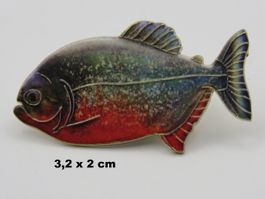 Ansteck Pin - Roter Piranha Fisch - Emaille - 3,2x2cm