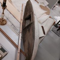Modellboot massiv Holz, weiss ca 95 cm lang