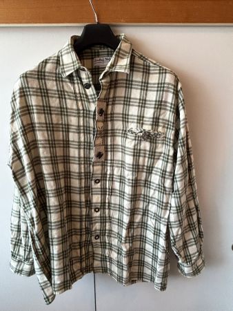 Trachten Hemd kariert grün beige Grösse L