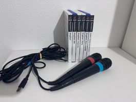 PS2 SingStar 6x Games Bundle Set + Mikrophone
