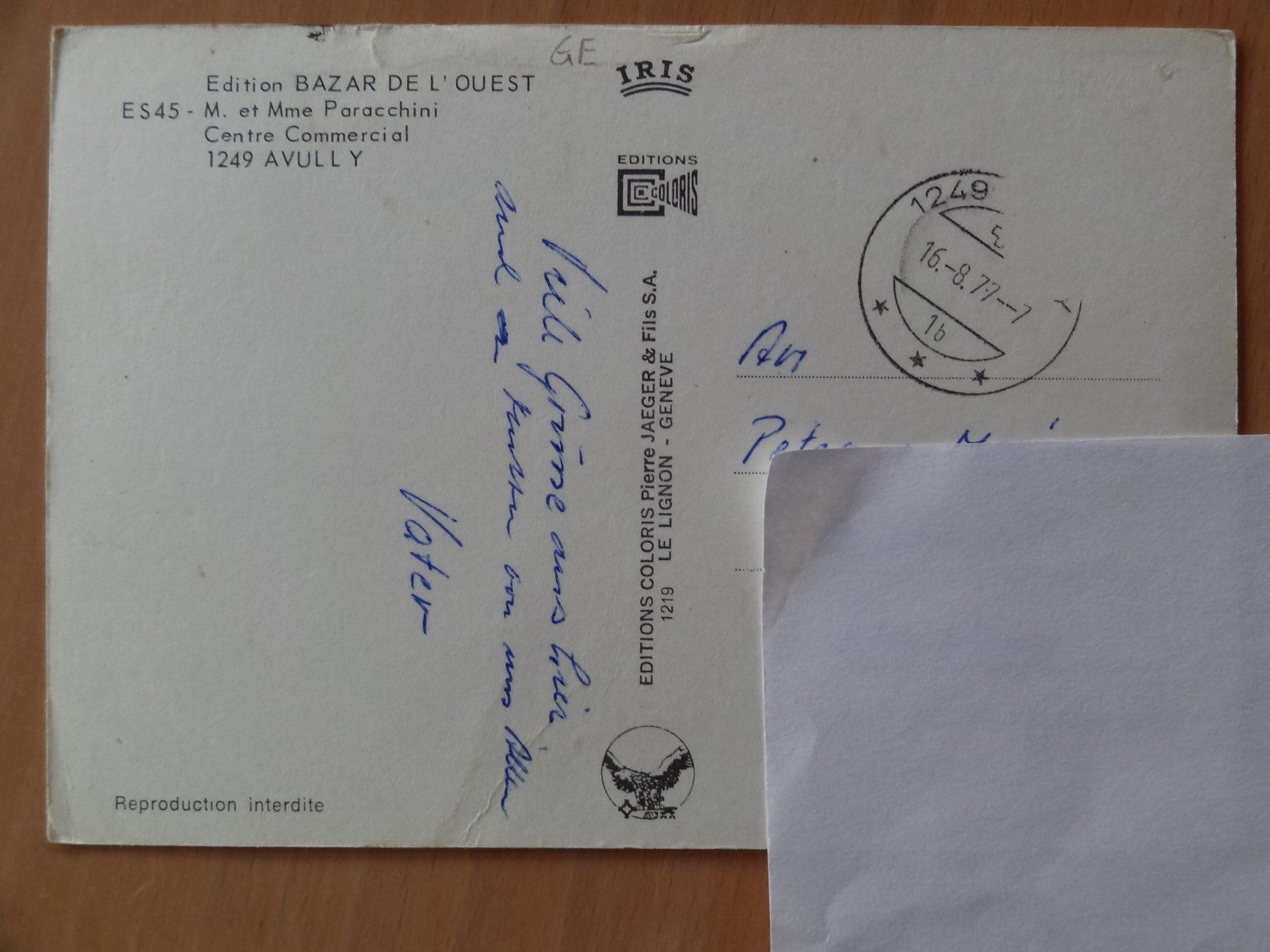 Cartes postales: Avully - Genève - 1977 – D'occasion à St Léonard par Riglin 1