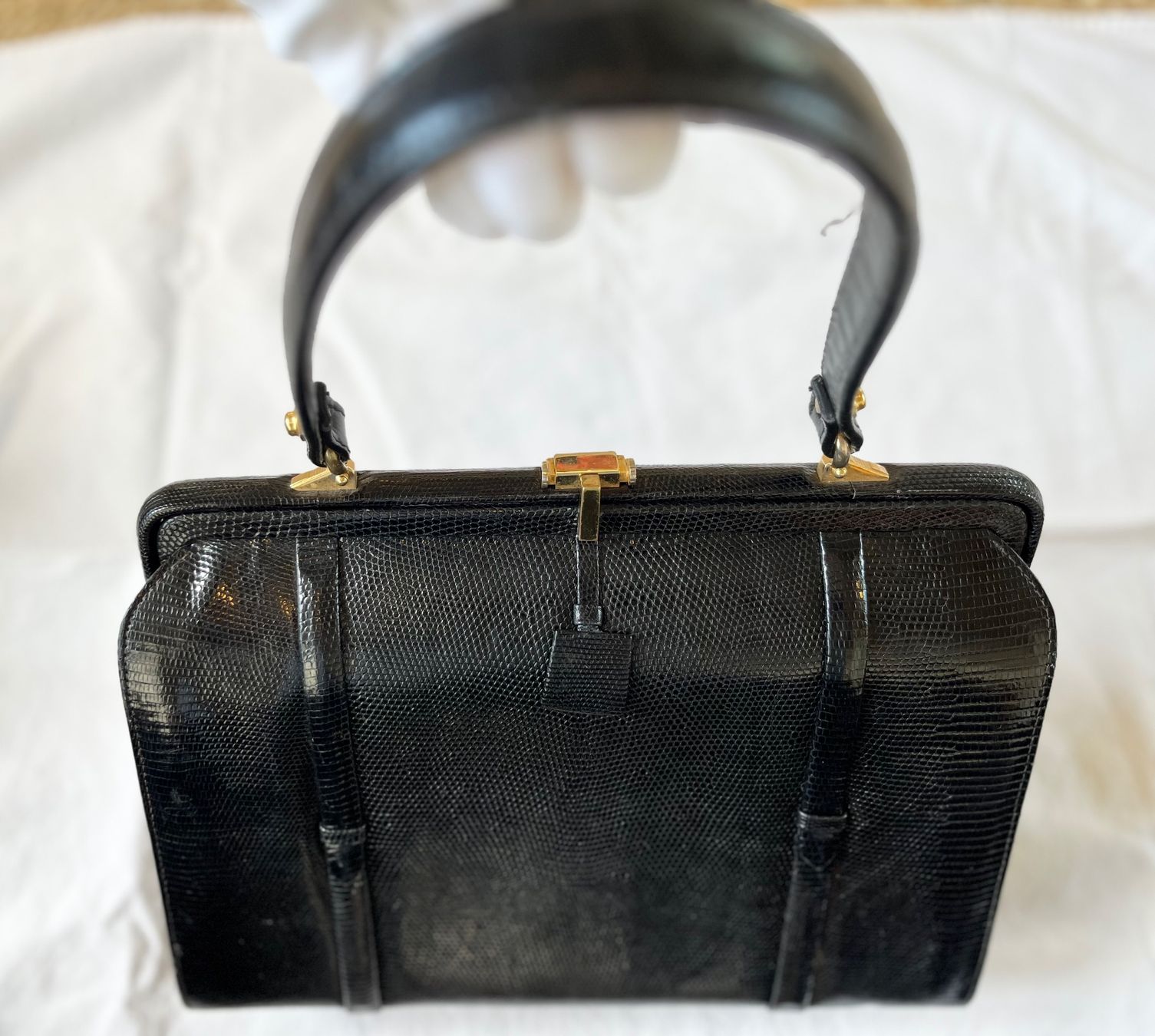 Louis Vuitton Borse da donna: Exklusive Vintage Eidechsen Echtleder Handtasche Schwarz – Usato da Thun venduto da cruznadia