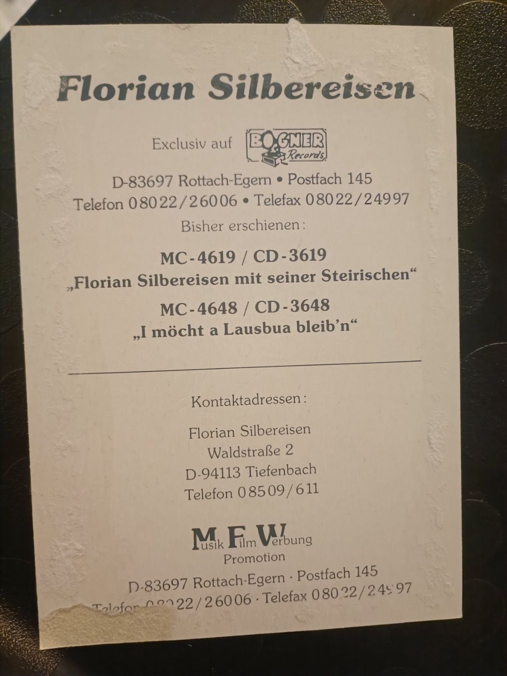 Autogramme: Florian Silbereisen -  handsignierte alte Autogrammkarte – Gebraucht aus Menziken von Artographs 1