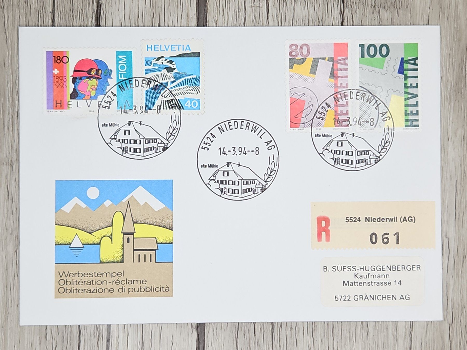 Tutti i francobolli: CL11 Enveloppe + Timbre Suisse 1994 – Usato da Cousset venduto da Patrick_Collections