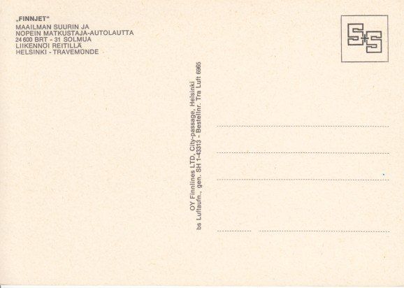 Cartoline postali: Finnjet – Usato da Zuerich venduto da OceanLinerPostcards 1