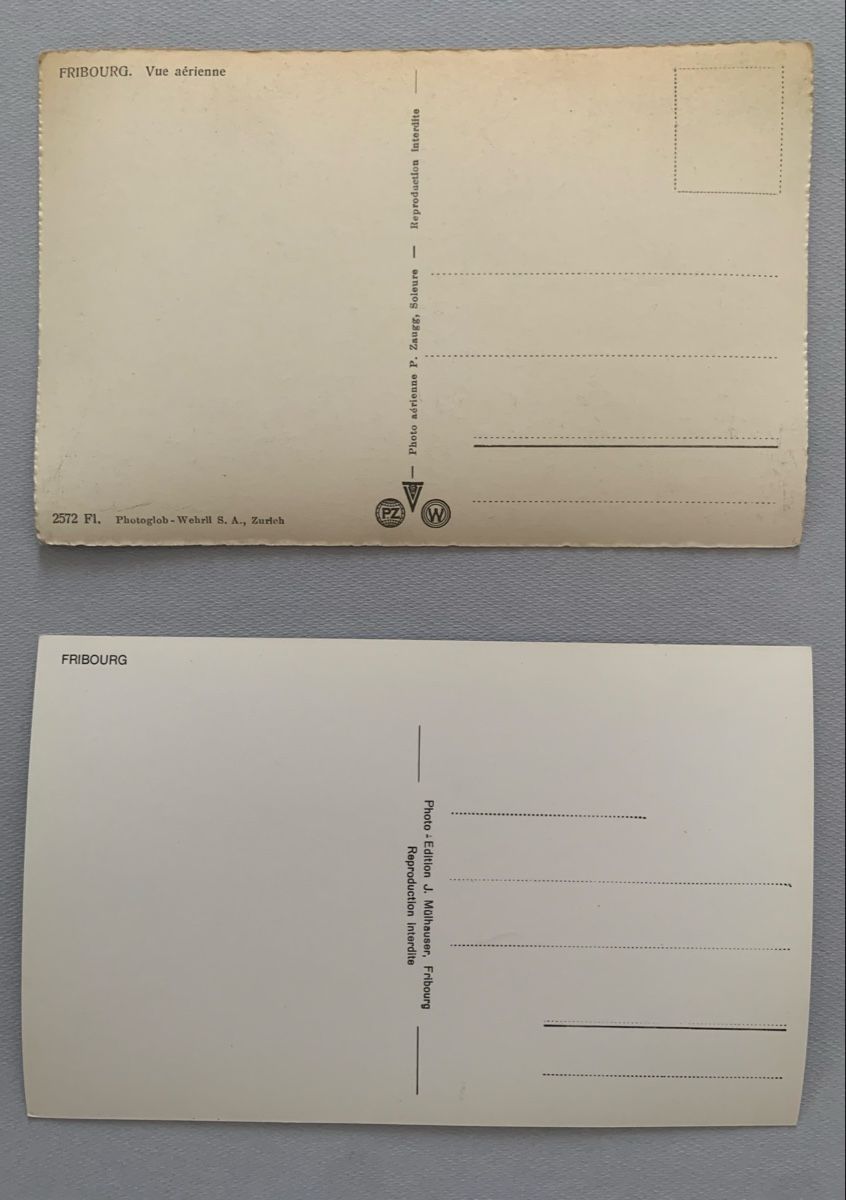 Cartoline postali: Ansichtskarten Schweiz - Fribourg - Flugaufnahmen – Usato da Düdingen venduto da polytropon_5 3