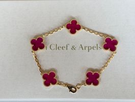 Van Cleef & Arpels Vintage Alhambra Bracelet - Pink Enamel