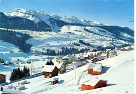 WILDHAUS Ligishaus mit Churfirsten, Wohnwagen im Schnee