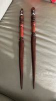3 coppie di lunghe decorazioni etniche in legno