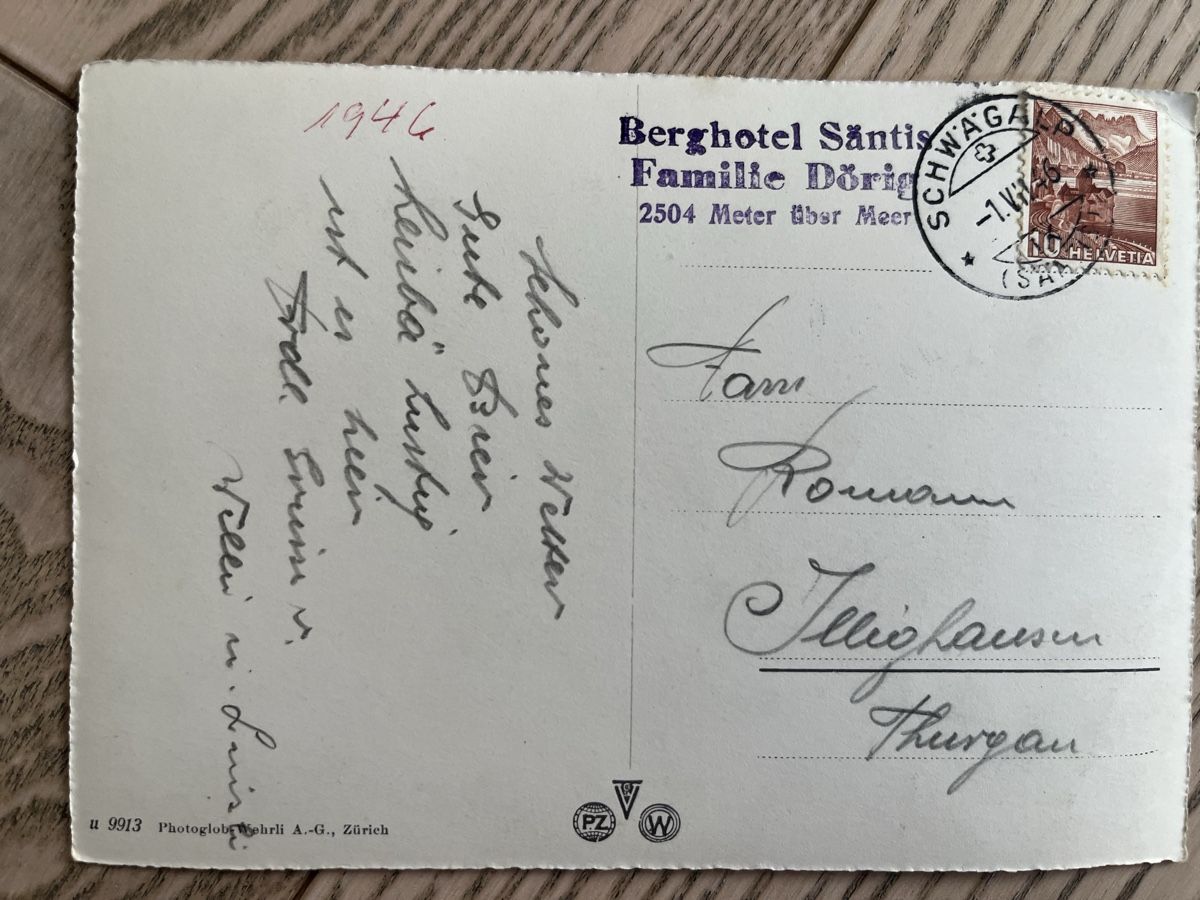 Cartoline postali: AK Säntis-Schwebebahn ( gel 1946) – Usato da Romanshorn venduto da Apfelschuss 1