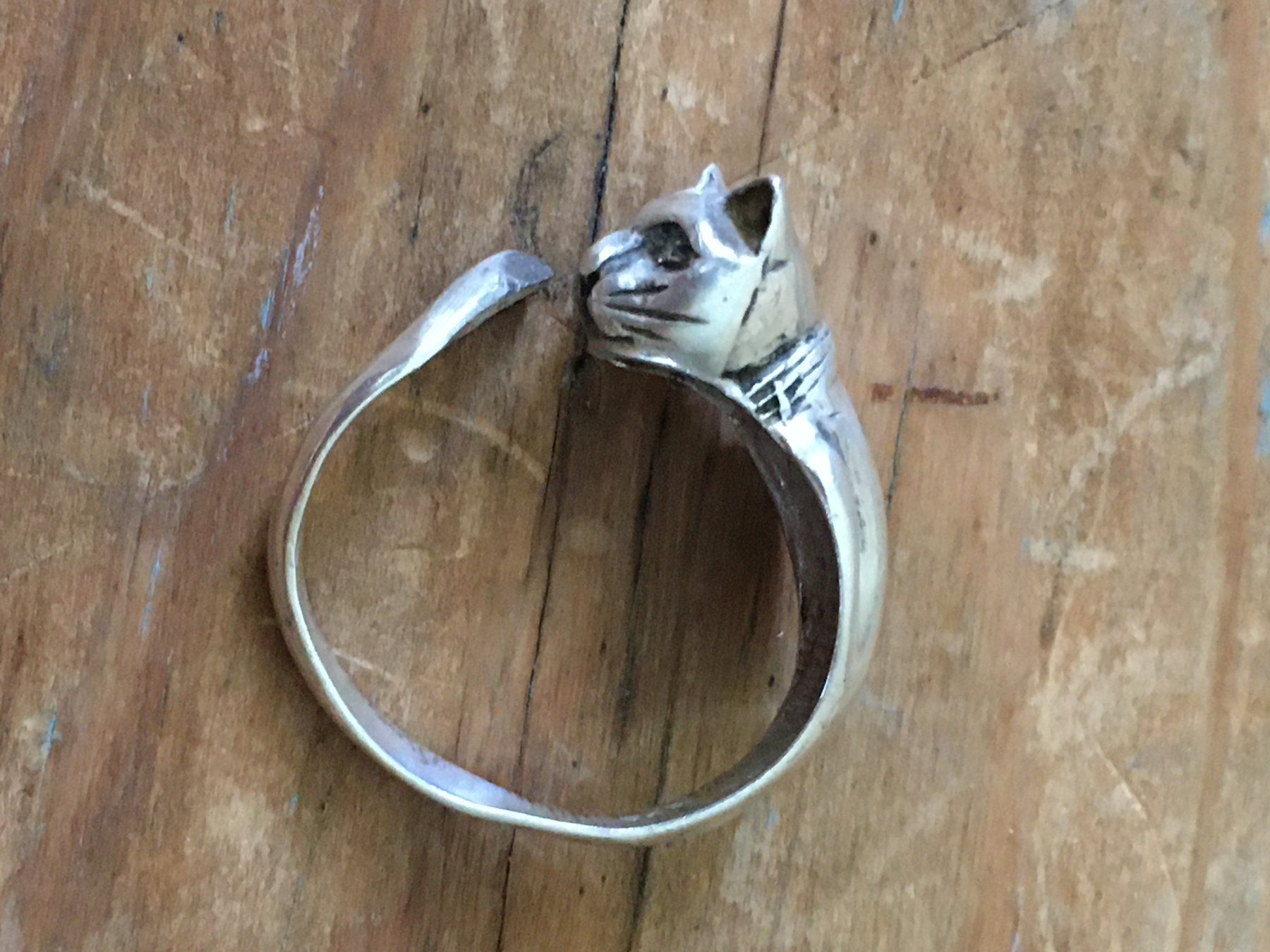 Anelli: bague en argent 925 motif chat – Usato da troinex venduto da brumematinale 1