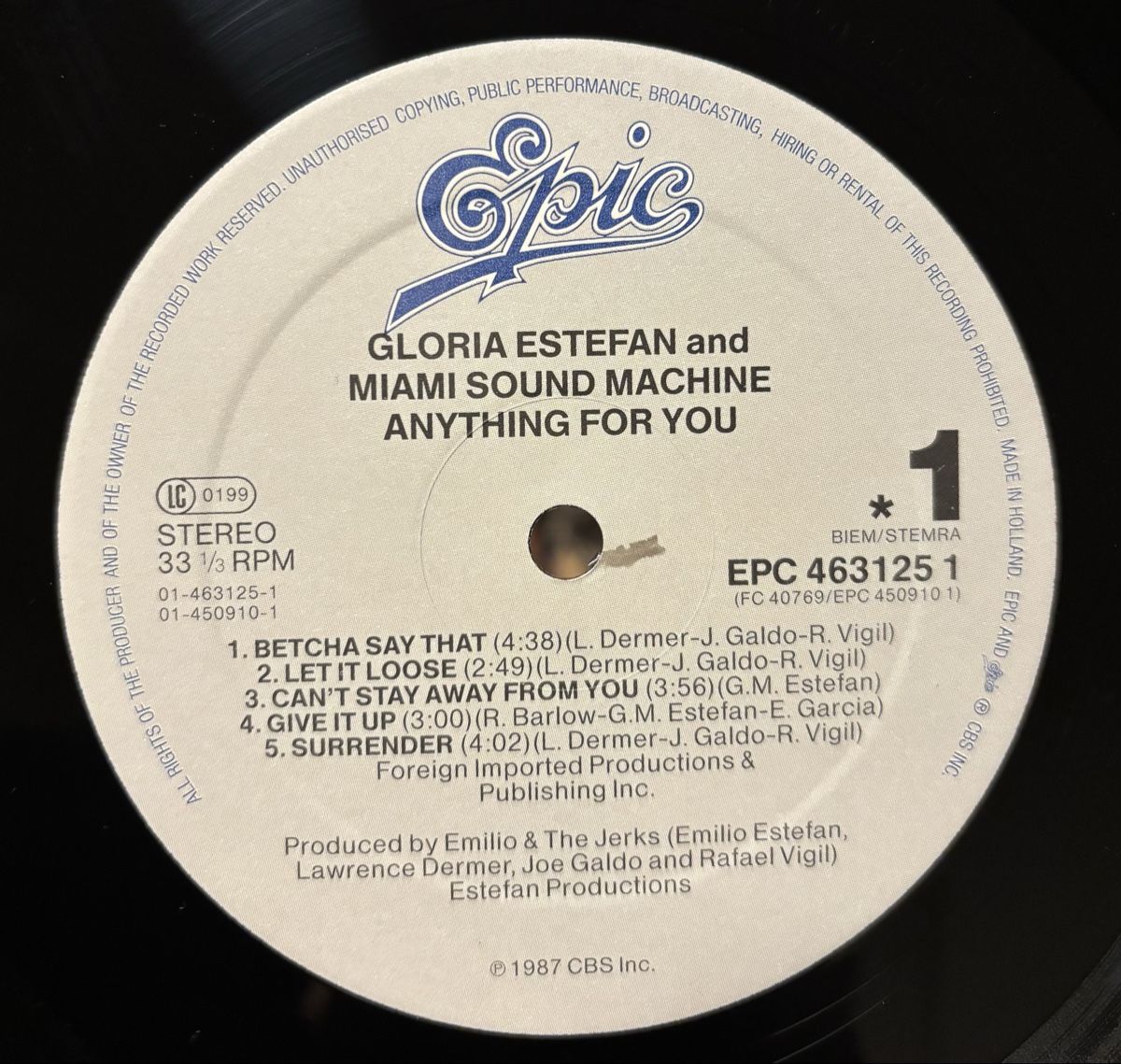 Dischi in vinile: Gloria Estefan - Anything For You LP EX/EX – Usato da Neuchâtel venduto da Deivid2 1