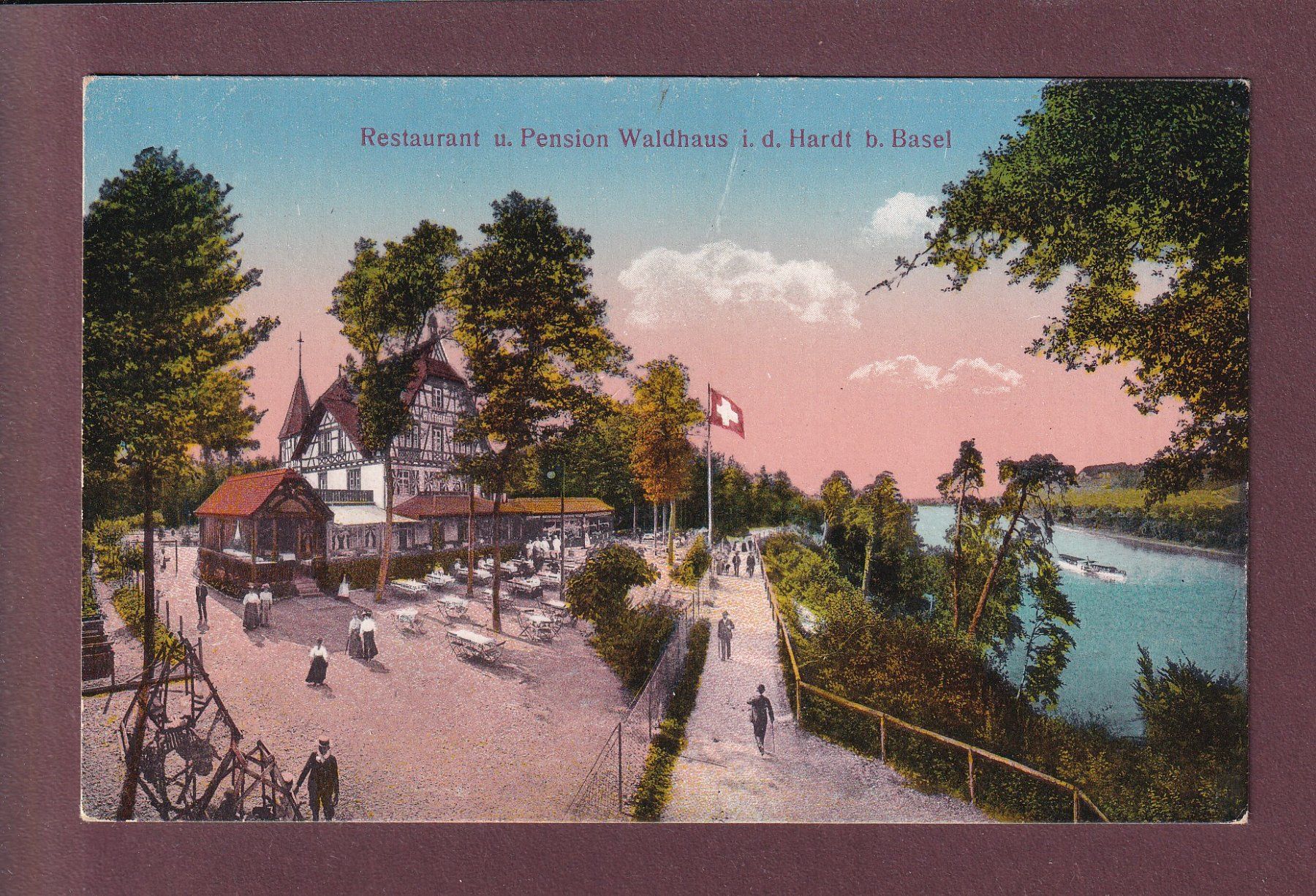 Cartoline postali: WALDHAUS i. d. Hardt bei Basel - Restaurant – Usato da Pully venduto da nicecards