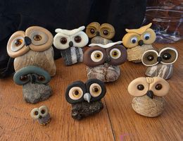 Eule Figuren Naturstein Handgemacht 10stk.alli zämä ein Prei