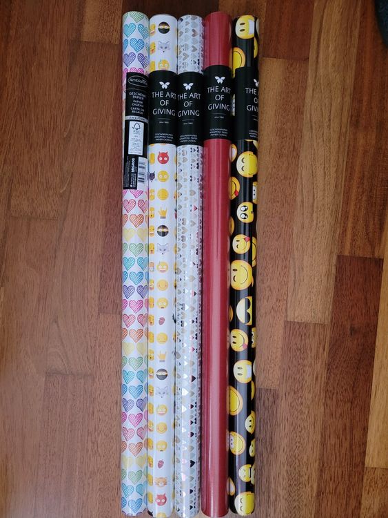 5 Rollen Geschenkpapier Für Kindergeburtstage - Inklusive Hanfseil & Klebeband