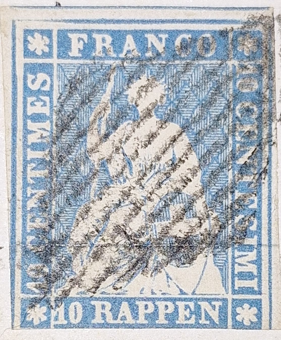 Tutti i francobolli: Strubelbrief 23A1.b Kat.2500.- mit Attest Langenthal - Bern – Usato da Balgach venduto da SIMEON27 1