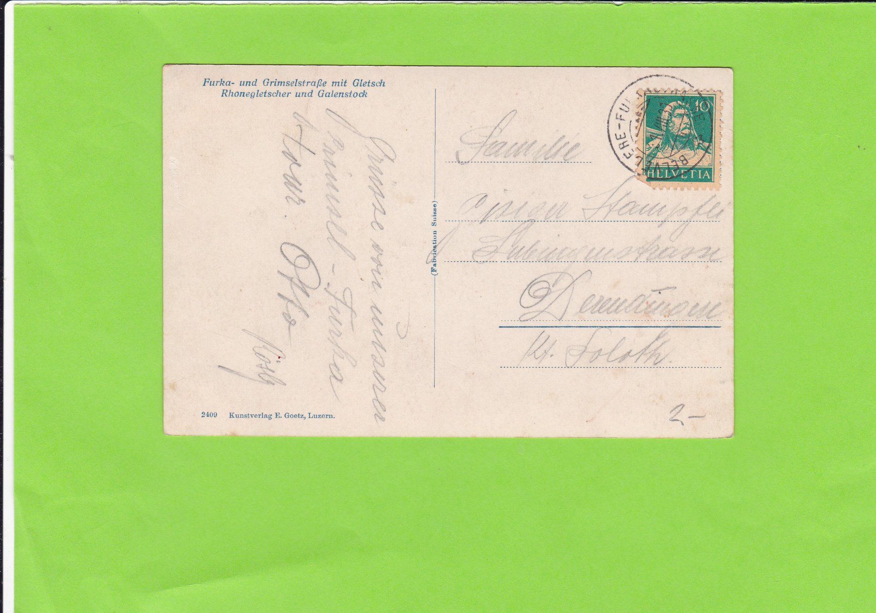 Cartoline postali: Furka-und Grimselstrasse – Usato da St. Peterzell venduto da neckertal 1