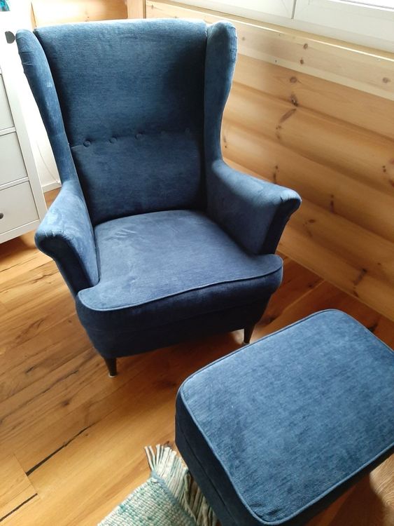 IKEA STRANDMON Ohrensessel mit Hocker Kaufen auf Ricardo